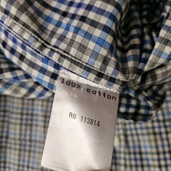 Billy Reid Shirt Mens Large Blue Plaid Check Button Down Longsleeve Standard Cut - Picture 6 of 10